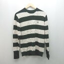 ◇ SCHOTT BROS. NEW YORK ボーダー柄 ワンポイント クルーネック シンプル 長袖 ニット サイズM ブラック系 レディース E 【中古】