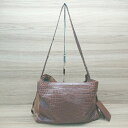 ◇ ◎ LITTLE LIFFENER クロコ柄 上品 綺麗め 大人っぽい 高級感 シンプル 大きめ ショルダー バッグ ブラウン メンズ E 【中古】