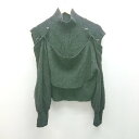 ◇ NICE CLAUP 肩だし ショート丈 厚手素材 無地 ハイネック 長袖 ニット サイズFREE ブラック レディース E 【中古】