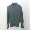 ◇ Lara knit カジュアル シンプル ハイネック ゴールドボタン 長袖 ニット サイズM ネイビー レディース E 【中古】
