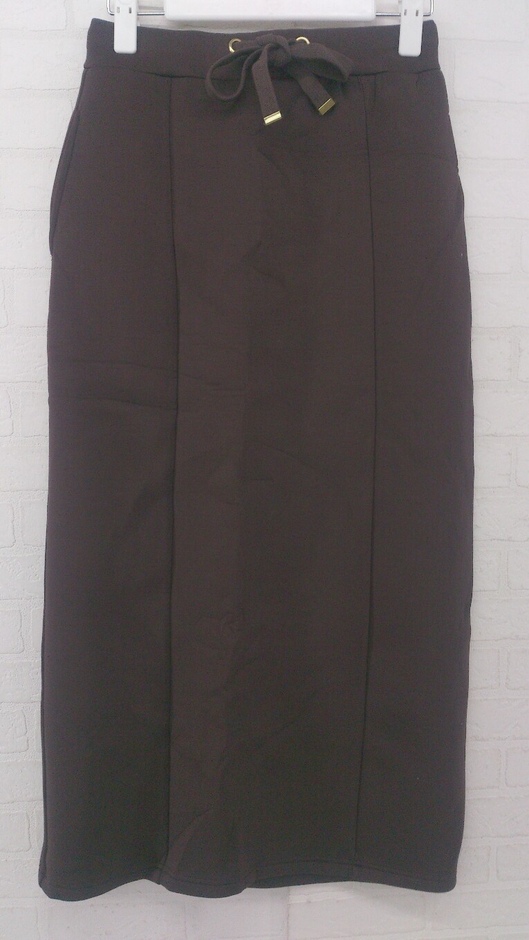 ◇ EVERY.VERY NICE CLAUP ボンディング スリット マキシ ナロー スカート サイズF ダークブラウン系 レディース P 【中古】