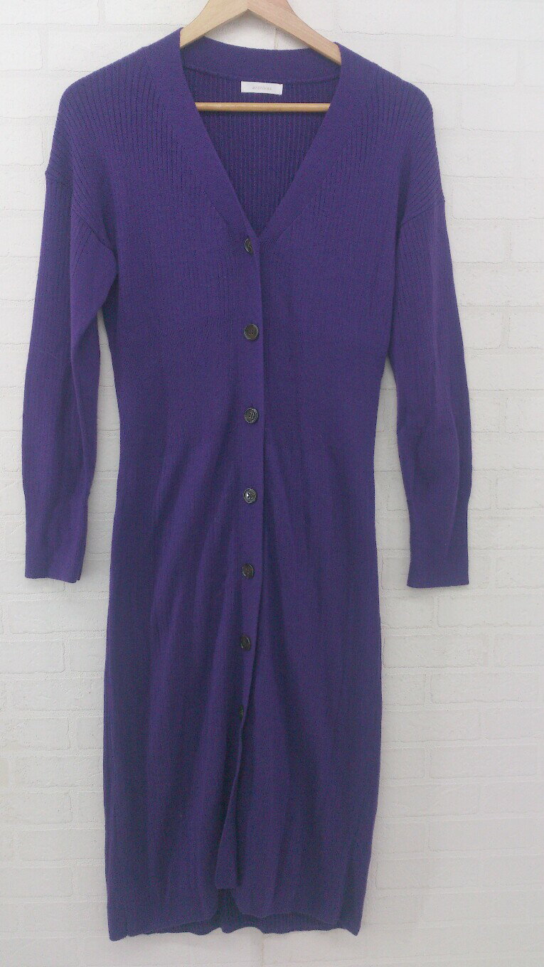 ◇ archives キレイめカラー リブニット 長袖 膝下丈 ワンピース カーディガン パープル系 レディース P 【中古】