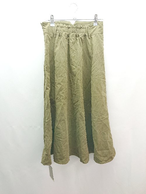 ◇ ◎ ●未使用● SAISON DE PAPILLON サイドジップ ウエストゴム 裏地 膝丈 フレア スカート サイズL カーキ レディース E 【中古】