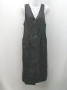 ◇ mysty woman Vネック ボタン ストレッチ 薄手 シンプル ノースリーブ ひざ丈 ワンピース サイズF ブラック レディース E 【中古】
