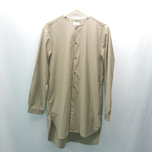 ◇ JUNRED ジュンレッド シンプル 無地 フロントボタン カジュアル 長袖 シャツ サイズM カーキ メンズ E 【中古】