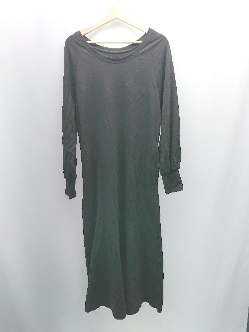 ◇ Kastane カスタネ クルーネック 無地 シンプル 大人 ロング丈 ワンピース サイズ1 ブラック レディース E 【中古】