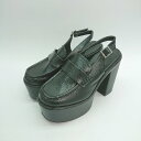 ◇ newlyme 厚底 ローファー スリングバックデザイン 美脚 スタイルアップ サンダル サイズ24cm ブラック レディース E 【中古】