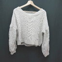 ◇ OLIVE des OLIVE オリーブ デ オリーブ ケーブル編み バルーン袖 長袖 ニット サイズF ライトグレー レディース E 【中古】