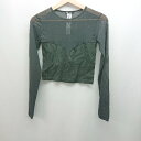 ◇ ZARA ザラ 透け感あり リブ生地 きれい系 長袖 カッツトソー サイズUSA M-L ブラック レディース E 【中古】