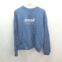 ◇ muahmuah ムーアムーア ラウンドネック ロゴプリント 長袖 トレーナー サイズF ブルー レディース (メンズ) E 【中古】
