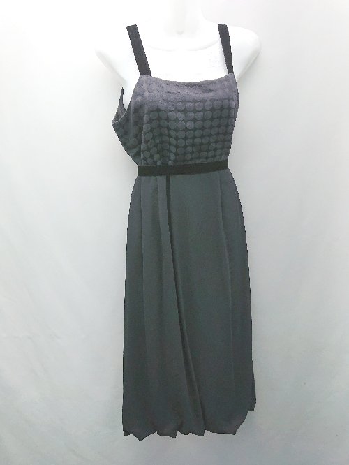 ◇ COMME CA DU MODE ドット柄 ベロア生地 かわいい サイドジップ ひざ丈 ワンピース サイズM ブラック レディース E 【中古】