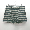 ◇ Deuxieme Classe ボーダー柄 フロントファスナー カジュアル ショートパンツ サイズ36 ネイビー グレー レディース E 【中古】