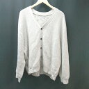 ◇ RUUBON ルーボン Vネック ケーブル ボタン 起毛 ストレッチ シンプル 長袖 カーディガン サイズL グレー メンズ E 【中古】