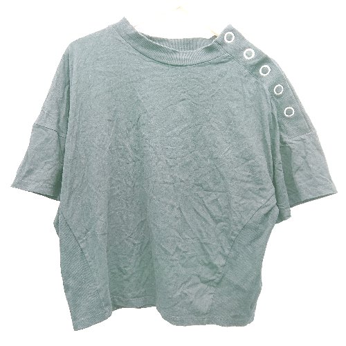 ◇ ROSE BUD ローズバッド ボタン 薄手 ストレッチ シンプル おしゃれ 半袖 カットソー サイズF ブラック レディース E 【中古】