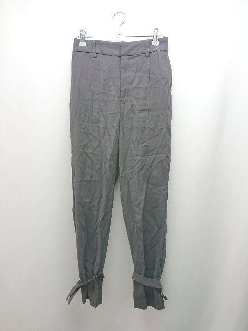 ◇ ViS ビス バックウエストゴム センタープレス 裾ベルト ストレートパンツ サイズF ダークグレー レディース E 【中古】(4)