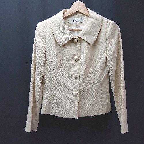 ◇ KOJI WATANABE STYLE フロントボタン 無地 ウール100% フェミニン 長袖 ジャケット サイズ7 クリーム レディース E 【中古】