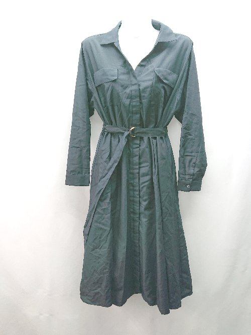 ◇ ◎ AG by aquagirl フロントボタン 胸ポケット フェミニン 長袖 ロング丈 ワンピース サイズM ネイビー レディース E 【中古】