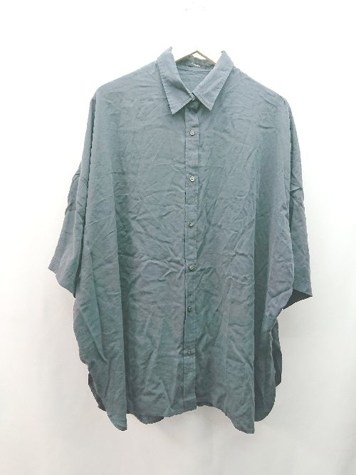 ◇ JEANASIS フロントボタン ロング丈 無地 カジュアル 半袖 シャツ 表記なし ダークグレー メンズ E 【中古】