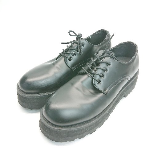 ◇ Loose ルース 厚底 無地 量産型 地雷系 ガーリー スニーカー 表記なし ブラック レディース E 【中古】