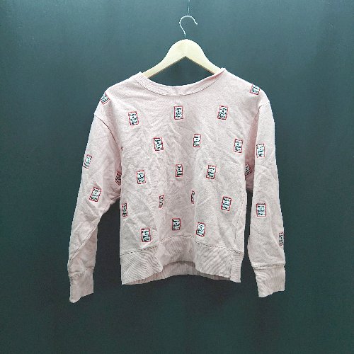 ◇ MOUSSY クルーネック 文字刺繡 カジュアル 長袖 トレーナー 表記なし ピンク レディース E 【中古】(4)