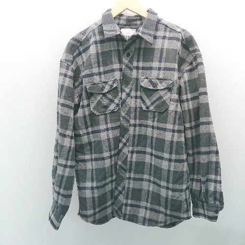 ◇ GYDA ジェイダ フロントボタン 胸ポケット チェック柄 長袖 ジャケット サイズF チャコールグレー レディース E 【中古】