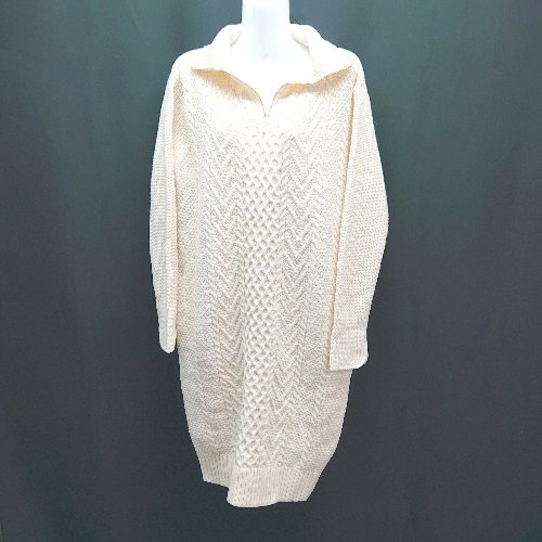 ◇ Allumer ハーフジップ ケーブル編み ナチュラル 長袖 ロング丈 ニットワンピース サイズ1 アイボリー レディース E 【中古】 ◇ Allumer ハーフジップ ケーブル編み ナチュラル 長袖 ロング丈 ニットワンピース サイズ1 アイボリー レディース E 【中古】