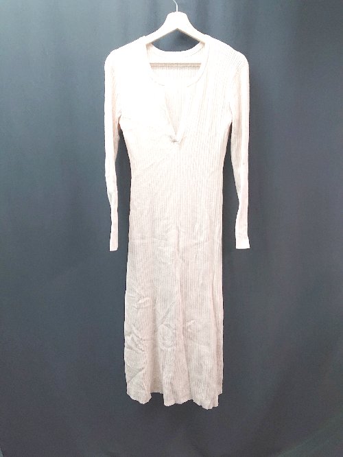 ◇ pageboy ヘンリーネック カジュアル ニット ガーリー 長袖 ロング丈 ワンピース サイズFREE ピンク レディース E 【中古】