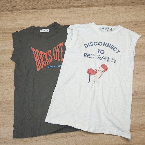 ◇ 《 Girl Dangerous まとめ商品 2点セット サイズS クルーネック 薄手 プリント シンプル Tシャツ レディース 》 E 【中古】