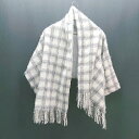 ◇ Lallia Mù チェック柄 フリンジ 厚手 七分袖 ポンチョ サイズ38 グレー レディース E 【中古】