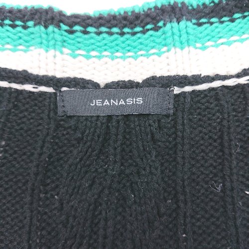 ◇ JEANASIS ジーナシス Vネック ケーブルニット カジュアル ベスト サイズF ブラック レディース E 【中古】