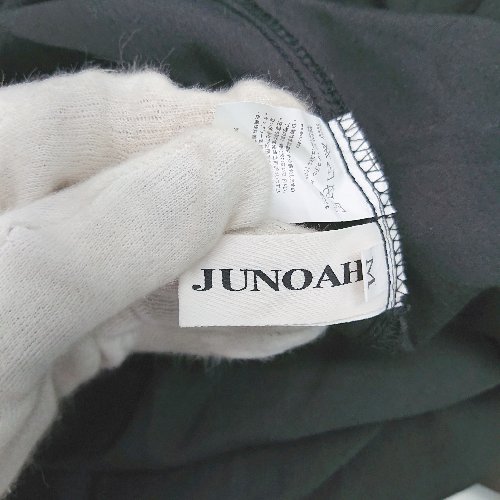 ◇ JUNOAH ジュノア ティアドロップ バルーンスリーブ シンプル 半袖 チュニック サイズM ブラック レディース E 【中古】