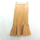 ◇ ems excite バックウエストゴム スエード スリット マーメイド ロング タイト スカート サイズF オレンジ レディース E 【中古】