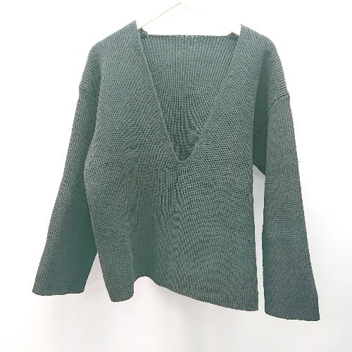 ◇ titivate ティティベイト Vネック リブ 無地 厚手 長袖 ニット サイズF ブラック レディース E 【中..