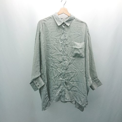 ◇ Heather ヘザー フロントボタン ロング丈 薄手 春向け 長袖 シャツ 表記なし ミントグリーン レディース E 【中古】(4)