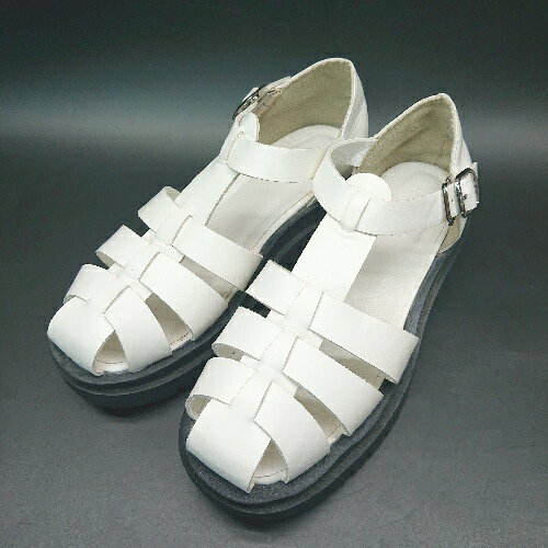 ◇ forksy. フォルクシー 優れた通気性 夏向け 厚底 カジュアル グルカ サイズ37 ホワイト レディース E 【中古】