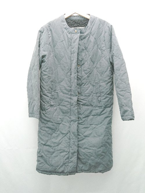 ◇ adapt retailing フロントボタン ロング丈 裏地ボア 秋冬 長袖 コート サイズL ブラック系 レディース E 【中古】