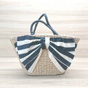 ◇ NATURAL BEAUTY BASIC 大容量サイズ リボン カジュアル お出かけ 夏 かごバッグ ベージュ ブラック レディース E 【中古】