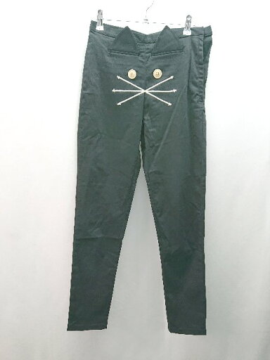 ◇ I am I カジュアル サイドファスナー 猫 キャット ストレート ガーリー パンツ サイズ2 ブラック レディース E 【中古】 ◇ I am I カジュアル サイドファスナー 猫 キャット ストレート ガーリー パンツ サイズ2 ブラック レディース E 【中古】