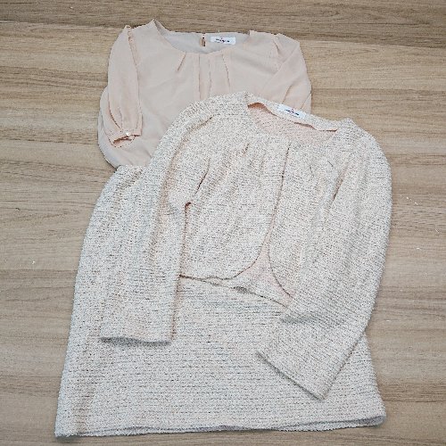 ◇ GALLERY IDCONTI ツイード 薄手 上品 綺麗め フォーマル おしゃれ ワンピース ジャケット サイズ2 ピンク レディース E 【中古】