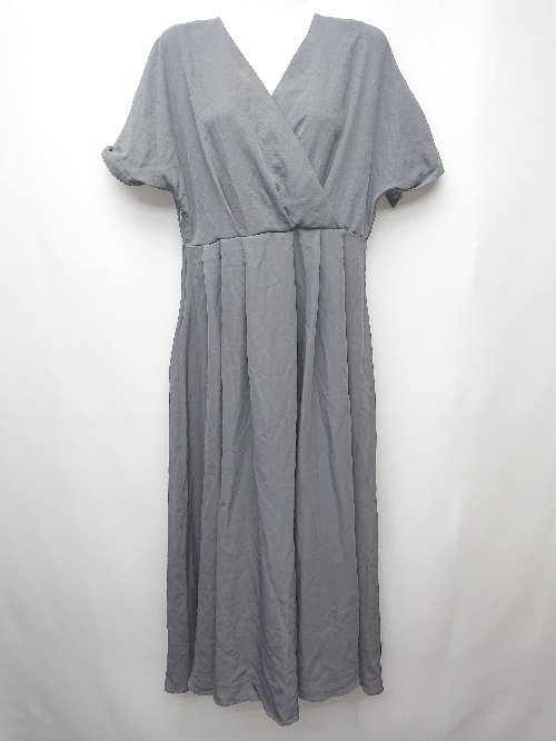 ◇ ◎ ●未使用● ABITOKYO アビトーキョー タグ付き 半袖 ロング ワンピース サイズL チャコールグレー レディース P 【中古】