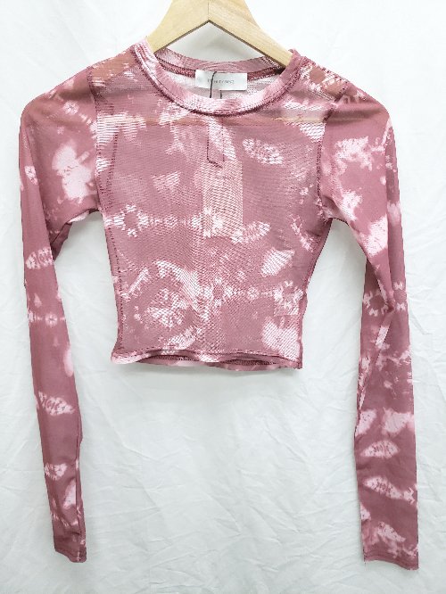 ◇ ◎ ●未使用● me+em select タイダイ シアー 長袖 Tシャツ カットソー サイズF ワインレッド マルチ レディース P 【中古】