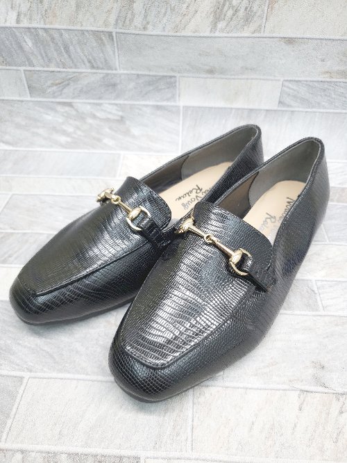◇ ●美品● Noubel Voug Relax ヌーベルヴォーグ パイソン柄 ビットローファー シューズ サイズS ブラック レディース P 【中古】