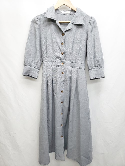 ◇ cheek チーク 七分袖 膝下丈 ワンピース サイズS グレー レディース P 【中古】