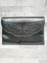 ◇ HANAE MORI ハナエモリ バタフライ ショルダー クラッチ バッグ ブラック レディース P 【中古】