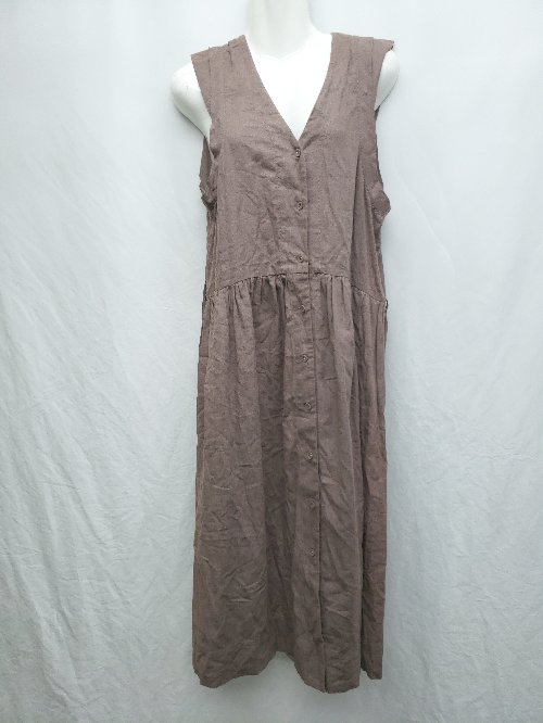 ◇ ◎ SHUCA シュカ ノースリーブ 膝下丈 ワンピース サイズL ブラウン レディース P 【中古】