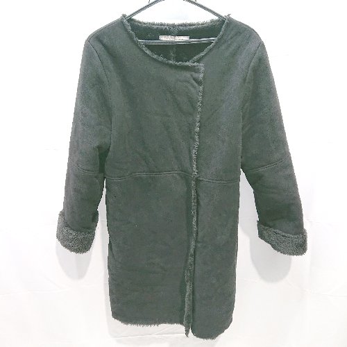■ KOBE LETTUCE コウベレタス 内側ボア スエード 長袖 コート アウター 表記なし ブラック レディース E 【中古】