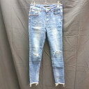 ◇ JEANASIS ジーナシス ダメージ加工 ストレッチ 裾フリンジ デニム パンツ ジーンズ サイズS ブルー系 レディース E 【中古】