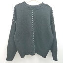 ◇ moment+ モーメントプラス モックネック ケーブル 起毛 シンプル 長袖 ニット サイズF ブラック系 レディース E 【中古】