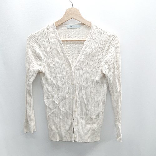 ◇ ⊇Φ nano universe ナノユニバース 長袖 ニット カーディガン サイズF ホワイト系 アイボリー レディース E 【中古】