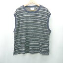 ◇ ⊂Φ gym master ジムマスター アーガイルボーダー ノースリーブ ベスト サイズM ネイビー レディース E 【中古】
